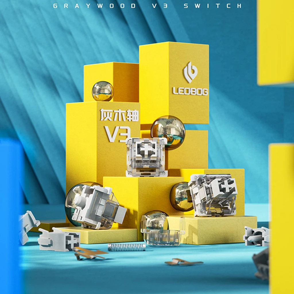 LEOBOG GreyWood V3 teclado interruptor 3 pines lineal personalizado Teclado mecánico HIFI RGB lubricado intercambiable en caliente 57g interruptores para GK61 - imagen 3