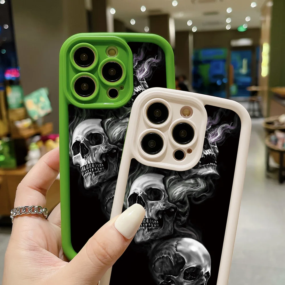 Funda de calavera de Color sólido para iPhone 13 11 15 14 Pro Max 12 XR XS 7 8 Plus SE 2020 13promax 14promax 15promax fundas de silicona - imagen 5