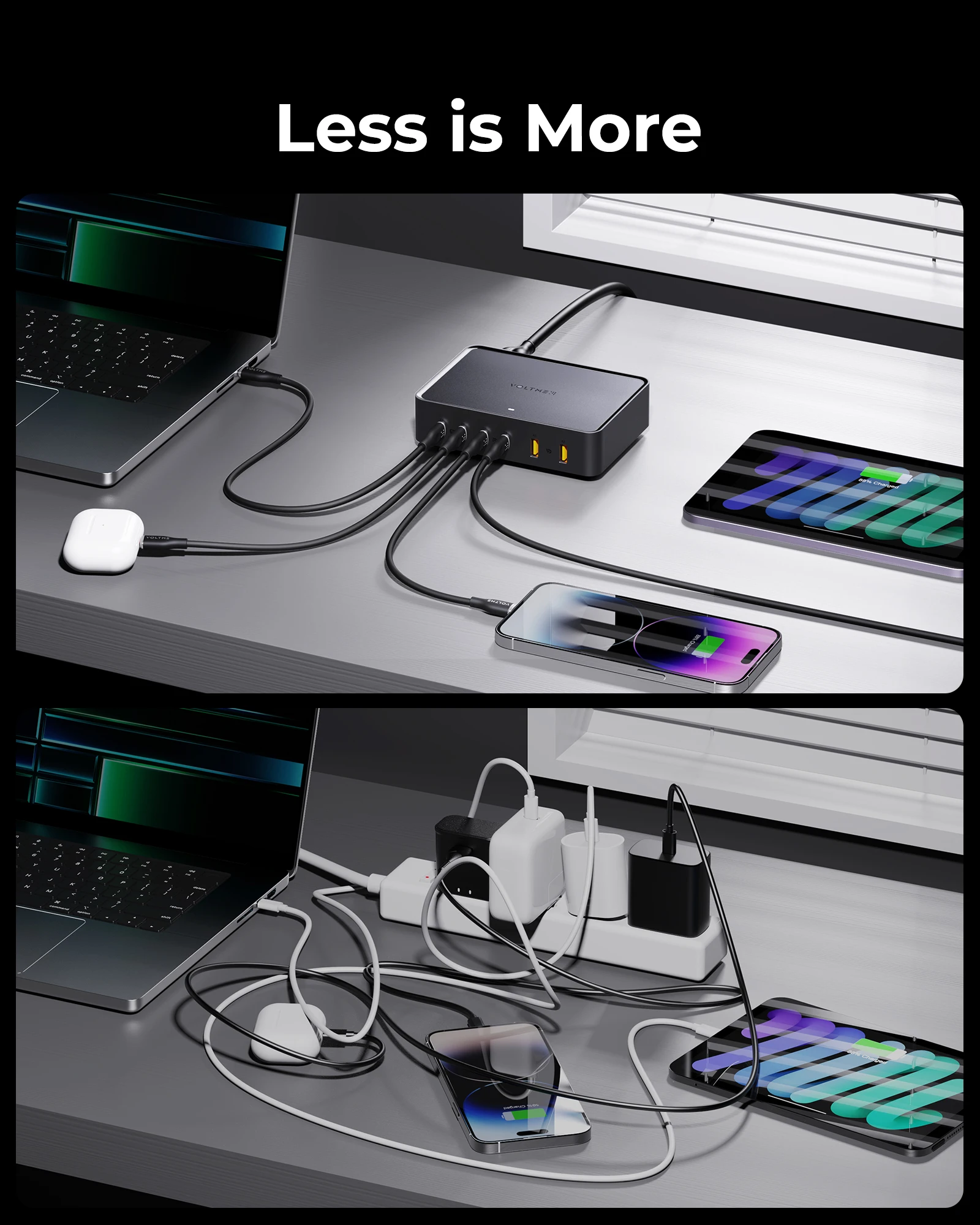 VOLTME 240W USB C chargeur GaN 6 Ports Station de charge rapide de bureau PD3.1 QC5 chargeur mural pour MacBook Pro/Air Galaxy S23 Ultra - imagen 5