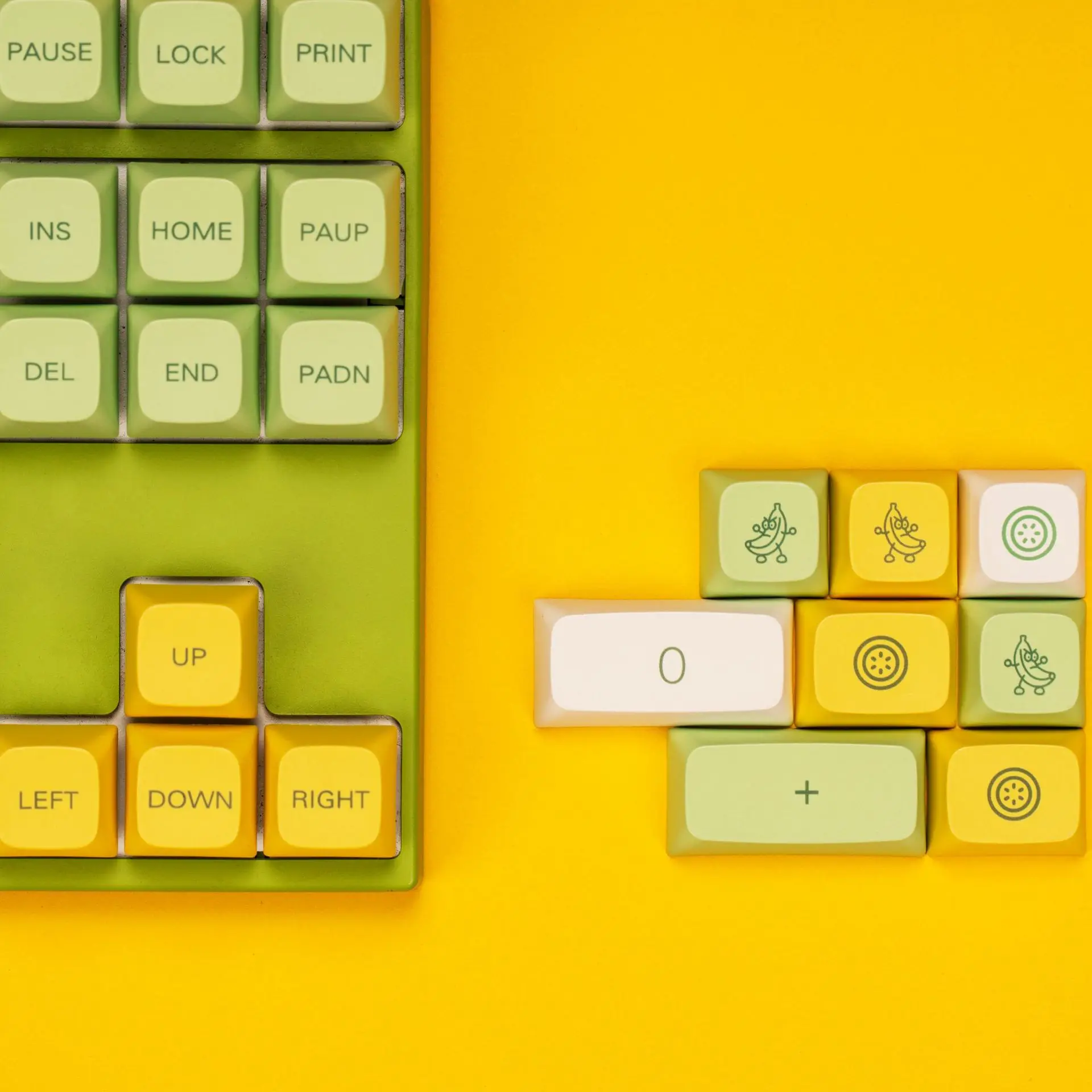 Teclas Xda de 124 teclas, teclas con tinte Pbt subcama, plátano, limón, blanco, Teclado mecánico Diy, teclas bonitas, verde y amarillo - imagen 5