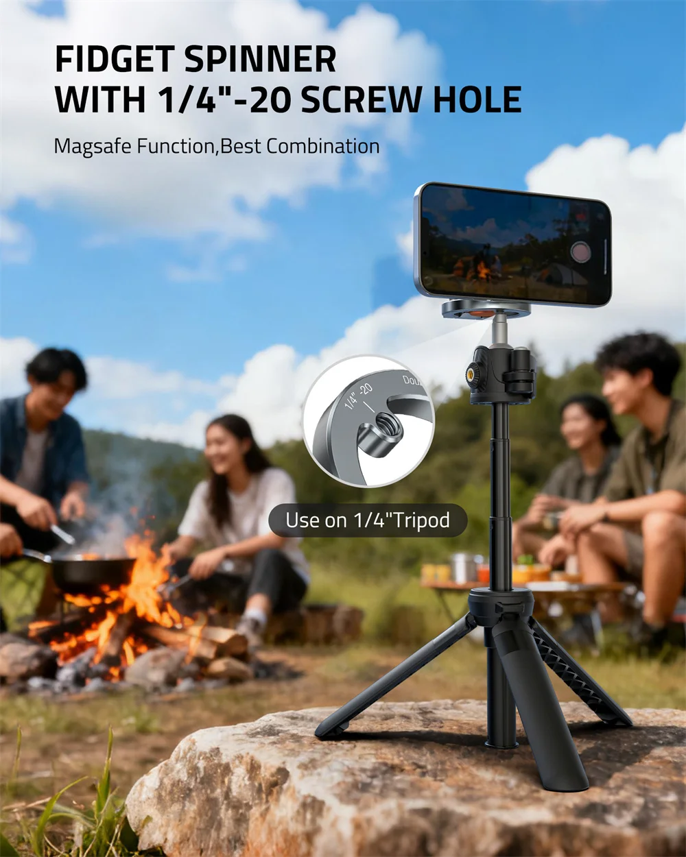 CAMOLO soporte magnético doble para teléfono con escritorio giratorio Flexible y soporte de gimnasio para iPhone 17 -12 accesorios para trípode de fotografía de teléfono - imagen 4