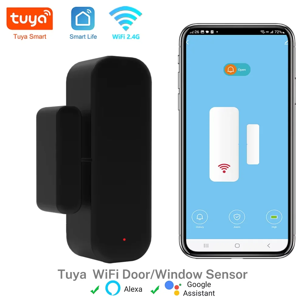 Detector de puerta inalámbrico para hogar inteligente, aplicación Smart Life, Control remoto WiFi Tuya para Alexa, Google Home, Sensor de puerta y ventana