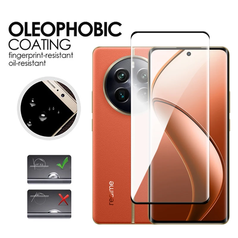 4/3/2 Uds para Realme 12 Pro + vidrio templado para Realme 10 11 12 Pro Plus Protector de pantalla 3D curvado cubierta completa vidrio Protector - imagen 5