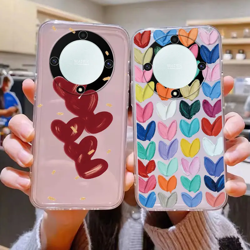 Para Honor 200 400 Pro Lite X9c X9a X9b X8a X8b X8c X7b X7a X6a X6b X6c funda de teléfono mariposa aceite flor bolsas transparentes cubierta de silicona - imagen 3