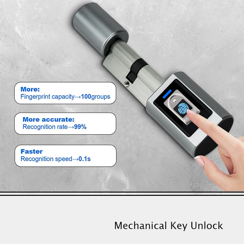 Cerradura electrónica inteligente Tuya BLE, Control remoto por Bluetooth, cilindro inteligente resistente al agua, aplicación de huellas dactilares, desbloqueo para el hogar - imagen 3