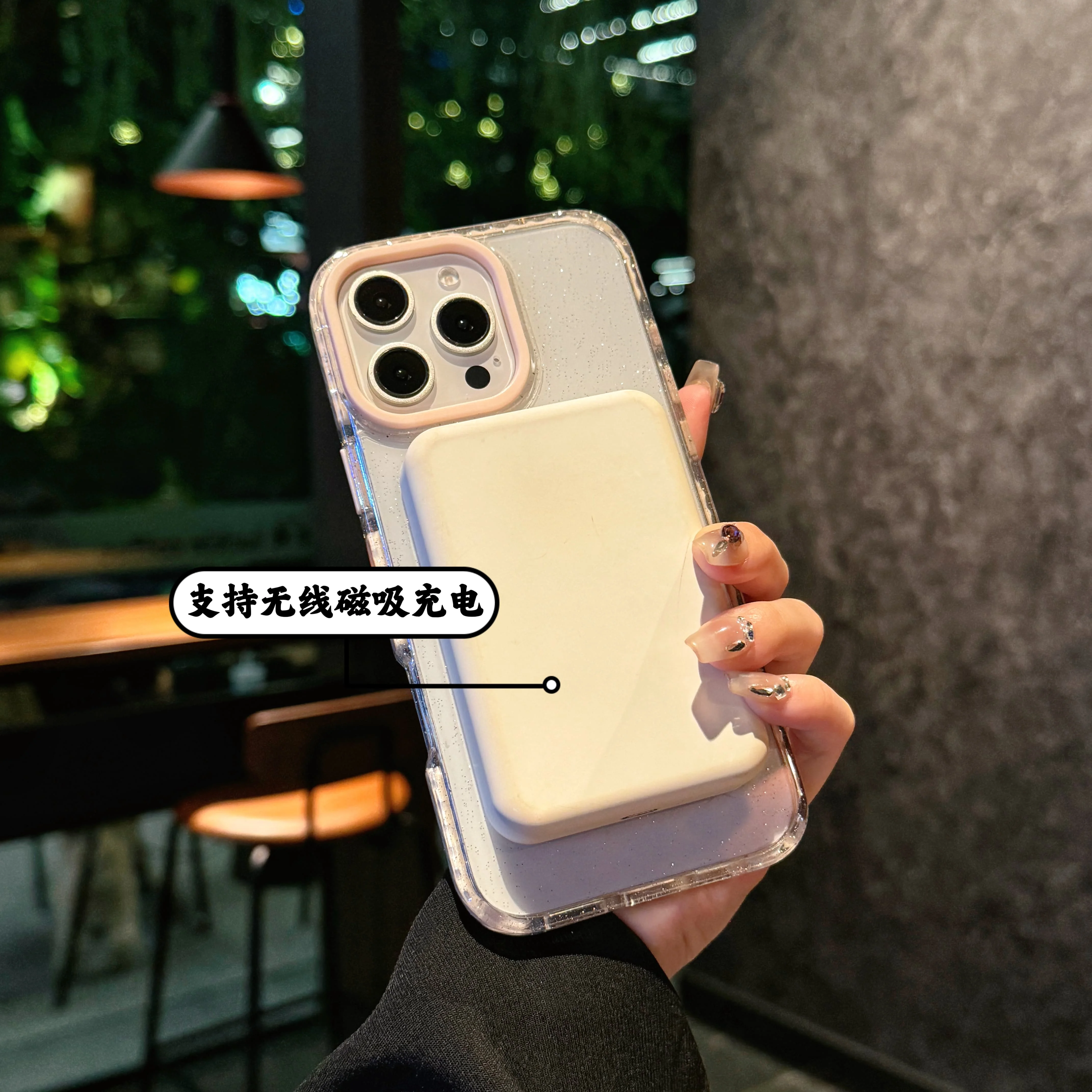 Airbag de dos colores con brillo estrellado de lujo para funda de teléfono Magsafe para iPhone 16 15 14 Plus 13 12 11 Pro Max cubierta de parachoques a prueba de golpes - imagen 3