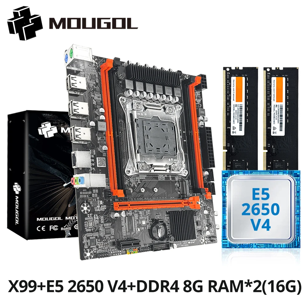 Kit de placa base para juegos MOUGOL X99 con CPU Xeon E5 2650 V4 y DDR4 de doble canal 16G (2*8G) 2133MHz M.2 NVME para computadoras de escritorio - imagen 2