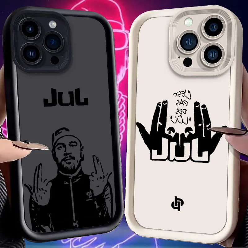 Funda Rapper Jul para iPhone 16 15 14 13 12 11 Pro Max XS X XR 8 7 6S 6 Plus SE 2020 Funda de silicona suave líquida a prueba de golpes