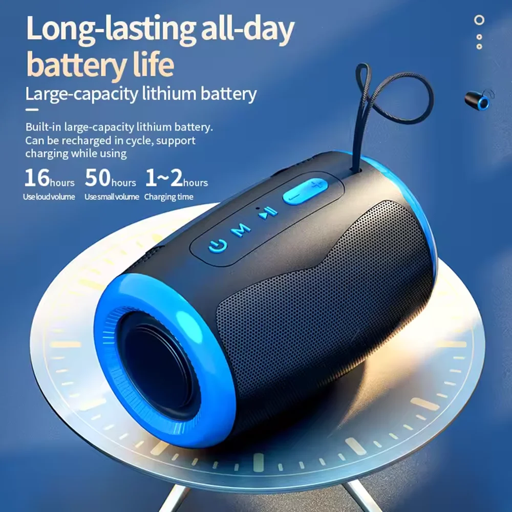 Altavoz Bluetooth portátil para exteriores, resistente al agua, inalámbrico, TWS, caja de columna de Radio, soporte para tarjeta TF, reproductor de música estéreo 3D Hi-Fi - imagen 3