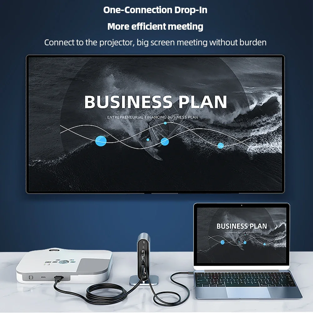 Estación de acoplamiento USB tipo C, adaptador Compatible con HDMI, 4K, 30Hz, VGA, RJ45, 100W, para MacBook - imagen 3