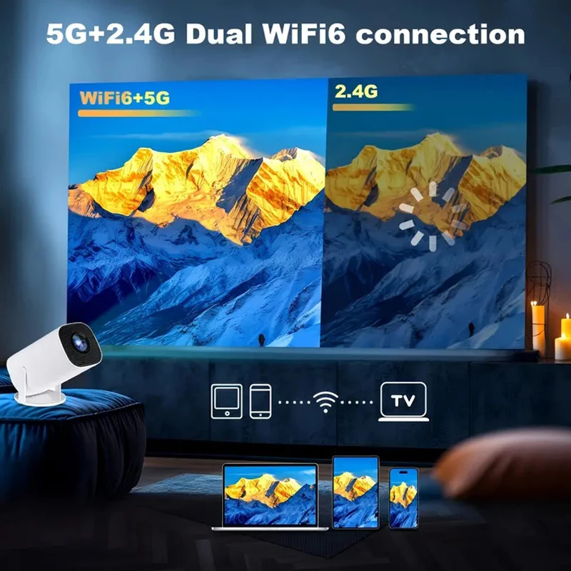 Proyector 4K HD Wifi6 Android 11 260 ANSI WIFI Allwinner H713 BT5.0 720P Home Cinema Proyectores portátiles al aire libre - imagen 2