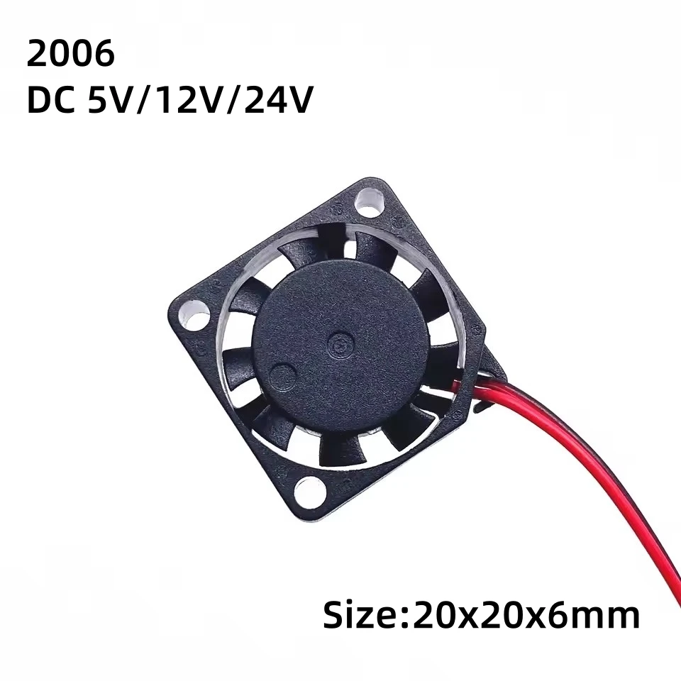Nuevo DC 2006 12V 5V 24V silencioso 20*6MM mini 2CM 2 cables 3 cables mini ventilador de refrigeración
