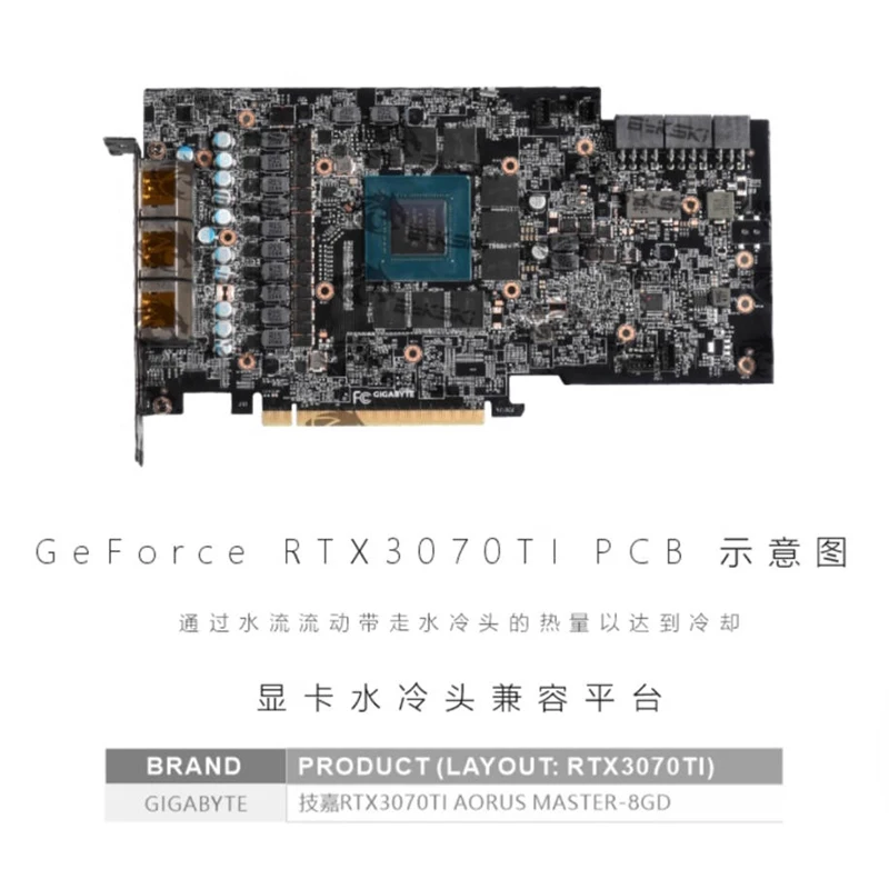 Bloque de agua Bykski para tarjeta GPU GIGABYTE RTX3070Ti AORUS MASTER 8GD/con placa posterior/radiador de cobre N-GV3070TIAORUS-X - imagen 2