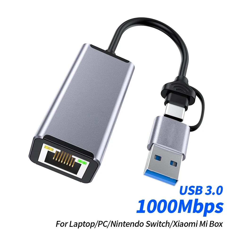 Adaptador USB Ethernet tipo C USB3.0 1000Mbps USB RJ45 tarjeta de red para ordenador portátil Xiaomi Mi Box PC Internet USB Lan
