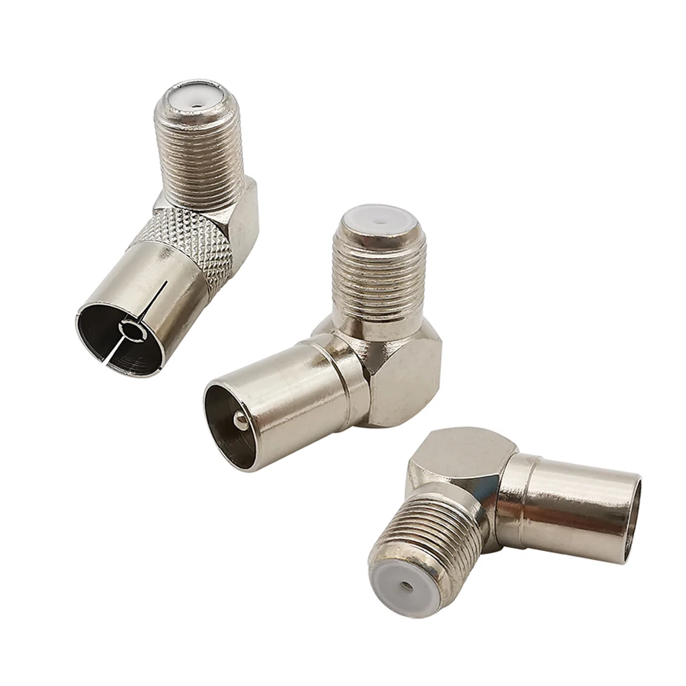 Conector de Cable Coaxial RF macho hembra de 90 grados tipo F para TV, conector hembra de ángulo recto para antena de TV, 1 Adaptador