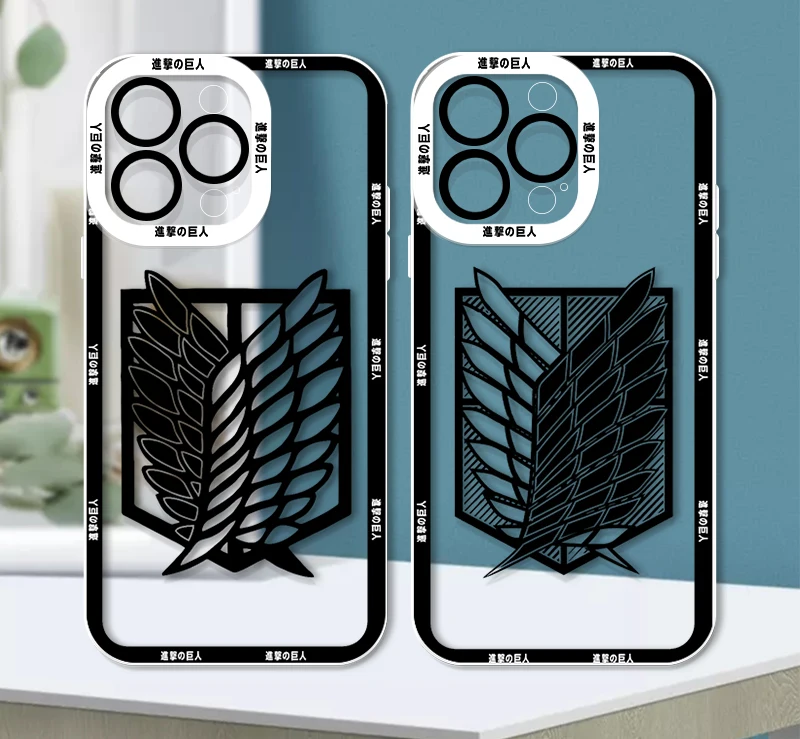 Logotipo de Anime Attack on Titan para Apple iPhone, 15, 14, 13, 12, 11, XS, XR, X Pro MAX, 8, 7 Plus, SE, Ojos de Ángel, funda transparente para teléfono - imagen 4
