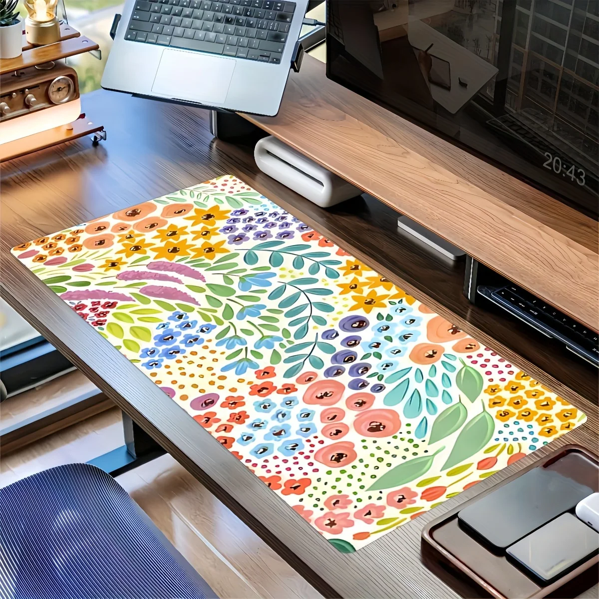 Alfombrilla de ratón con diseño Floral vibrante, Base de goma grande, antideslizante, accesorios de escritorio para PC, alfombrilla para decoración de teclado de oficina y jugadores - imagen 5