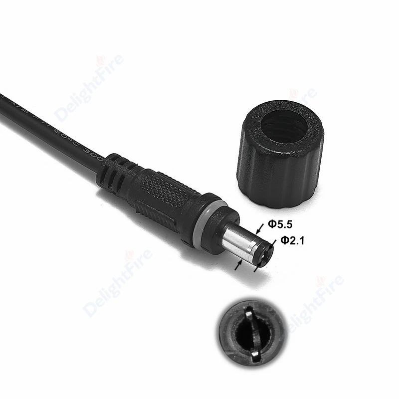 Cable de alimentación en espiral CC resistente al agua, 22AWG, 5,5, conector Jack de 2,1mm, Cable de extensión en espiral para lámpara exterior, barra LED de luz de escenario - imagen 5