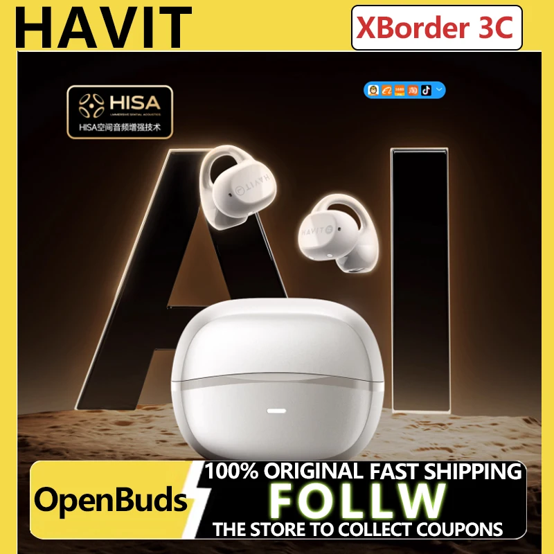 Nuevos auriculares Bluetooth HAVIT OpenBuds con Clip para la oreja, auriculares inalámbricos de conducción ósea para música y juegos, compatibles con regalo para iPhone