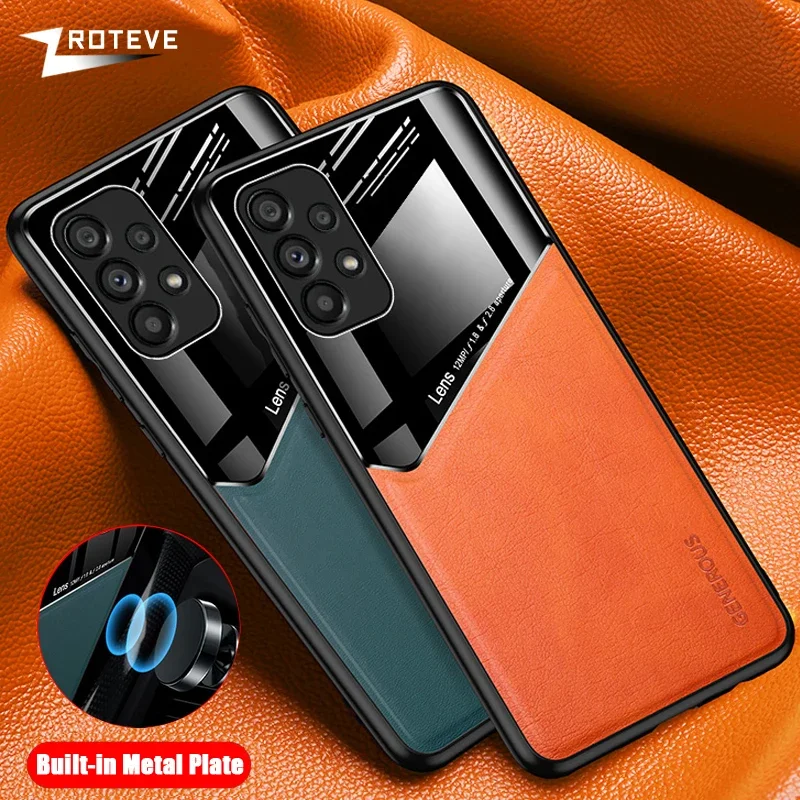 A52 A53 funda Zroteve de cuero magnético duro cubierta de PC para Samsung Galaxy A53 A73 A33 A23 A13 A72 A52 A32 A22 A14 A24 A34 A54 fundas - imagen 2