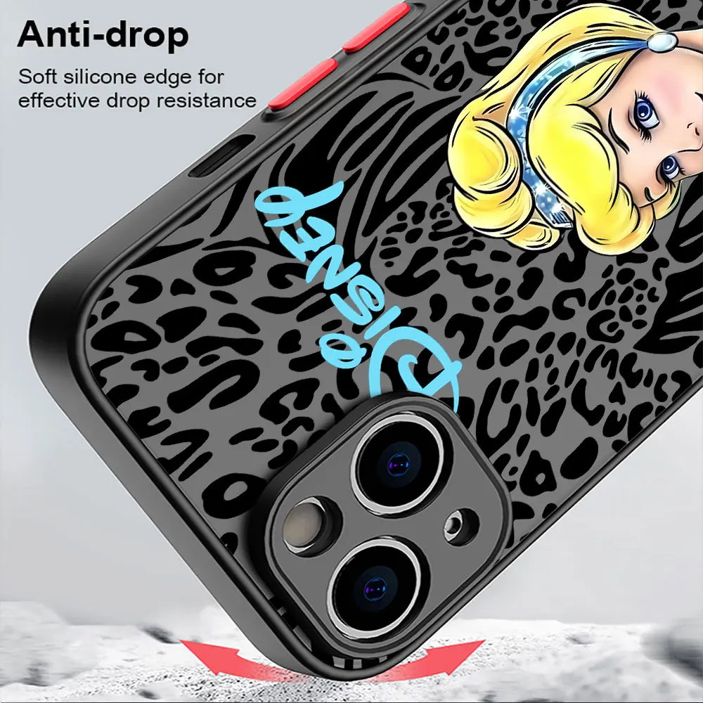 Disney Princess Art funda de teléfono para Apple iPhone 15 16 Pro XS Max 13 14 Plus XR SE 7 8 12 11 Pro plus mate - imagen 3