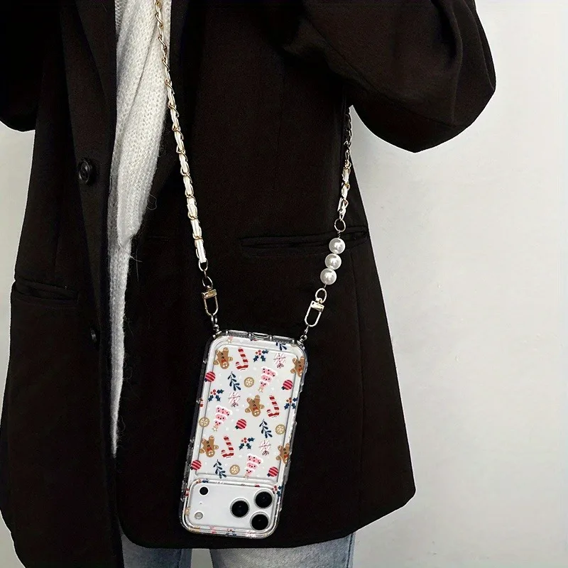 Patrón de pan de jengibre de Navidad con cadena de perlas funda de teléfono para Samsung Galaxy S24 S23 S22 Ultra Plus S25 FE A34 A33 A55 A54 - imagen 3