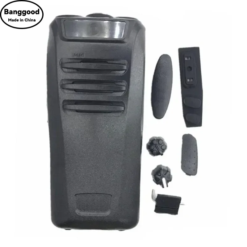 Juego de carcasa de cubierta frontal con perilla de canal de volumen y palos para Radio Kenwood Walkie-Talkie NX340 NX240 - imagen 3