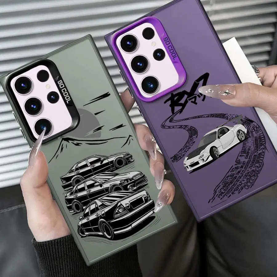 Funda trasera de teléfono para Samsung Galaxy S21 S25 Note 20 Ultra S22 S24 FE S23 S23 S20 Plus coche de deriva japonés