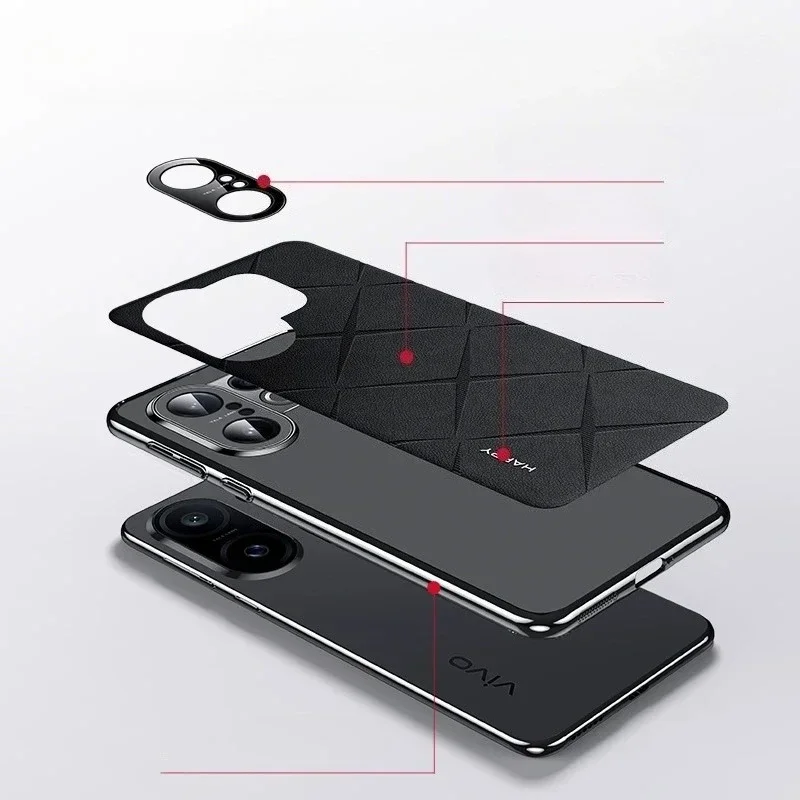 Para VIVO X200 FE funda de marco chapado de cuero de lujo para VIVO S30 Pro Mini S 30 5G X200FE lente de cámara protege parachoques a prueba de golpes - imagen 4