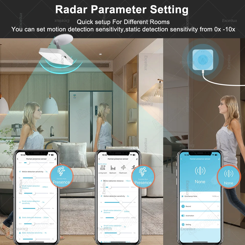 Sensor de presencia humana Zigbee/WiFi de 24G, Detector de Radar MmWave con Sensor de luminosidad, automatización del hogar inteligente, funciona con Zigbee2MQTT - imagen 5