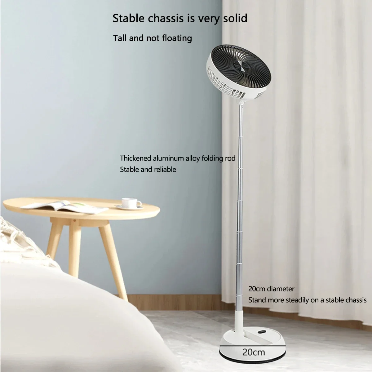 Ventilador de pie oscilante portátil con mando a distancia, ventilador de escritorio plegable, ventilador de Pedestal con batería recargable para acampar