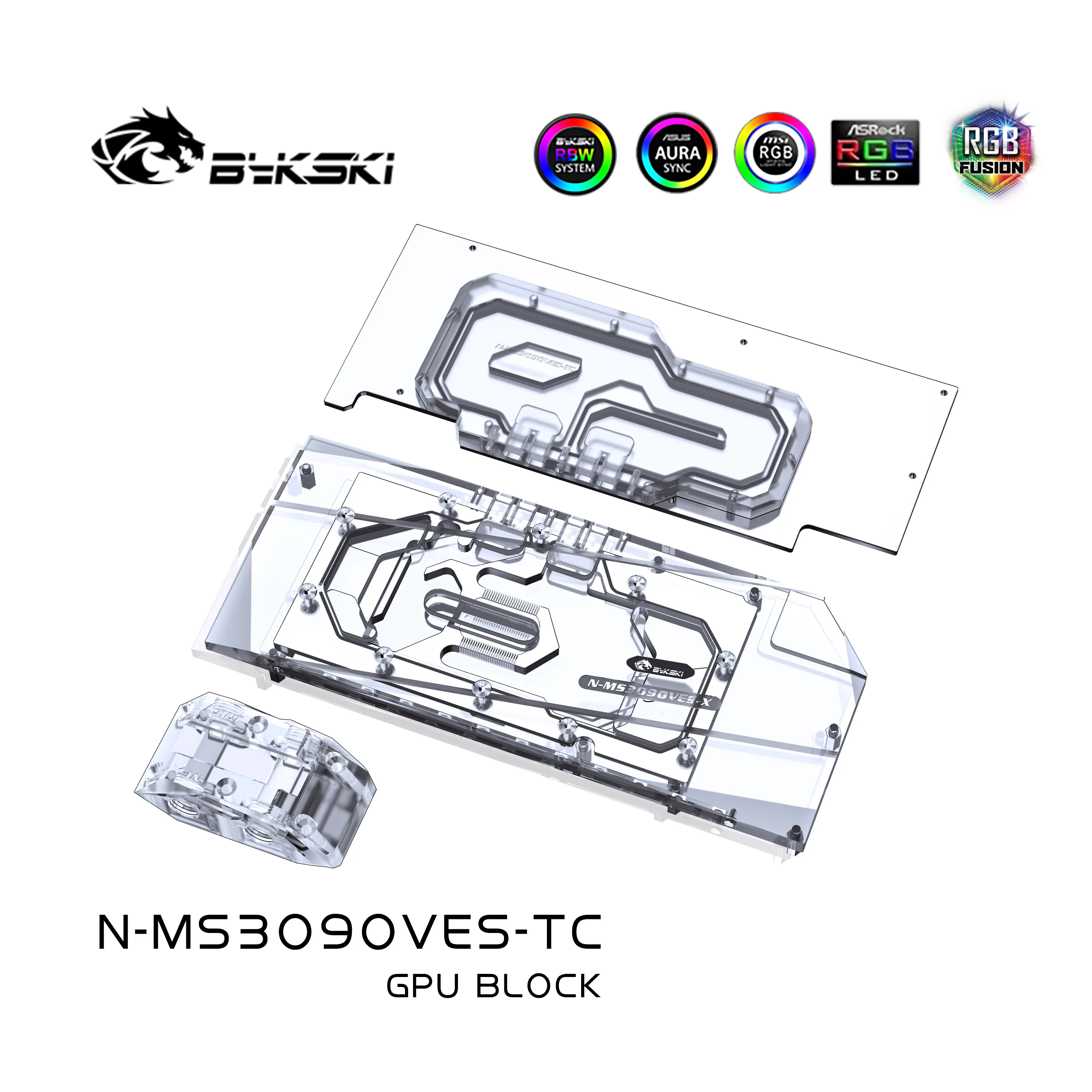 Bykski GPU bloque de agua uso para MSI RTX 3080 3090 VENTUS 3X 24G OC tarjeta de vídeo/radiador de cobre placa posterior activa N-MS3090VES-TC - imagen 3