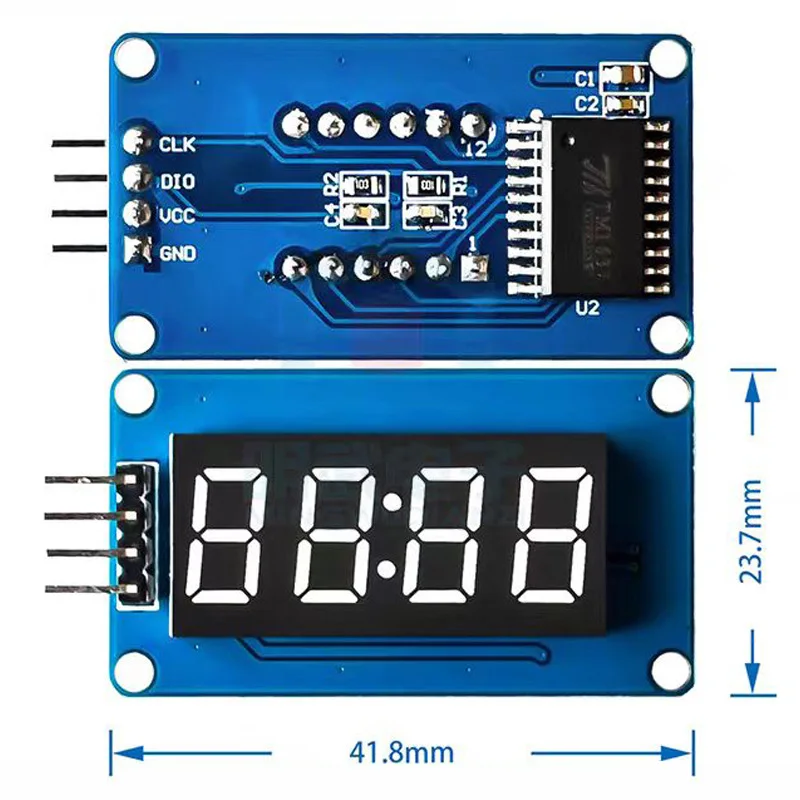 Módulo de pantalla digital de 4 dígitos Brillo LED ajustable con puntos de reloj Accesorios Bloques de construcción - imagen 3