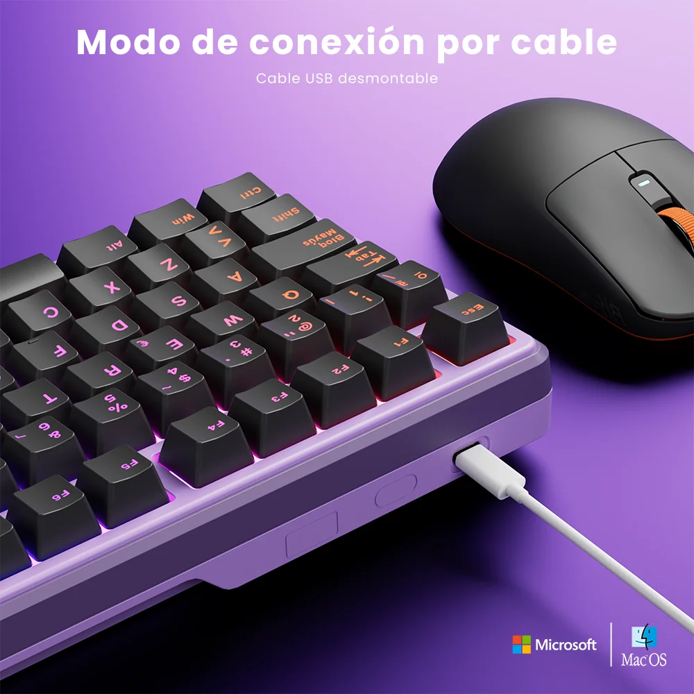 Teclado Mecánico Cableado RK Royal Kludge X87 Español Gasket 86 Teclas Keycaps de ABS Retroiluminación Personalizable Con Hot-Swap RGB Teclado Gamer Diseño 80% - imagen 2
