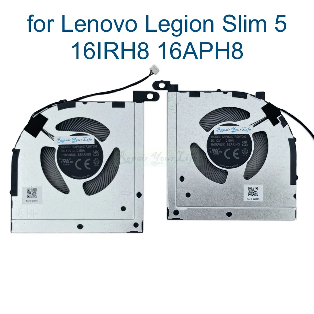 BAPB0807R2HY002 ventilador de refrigeración para ordenador portátil, radiador para Lenovo Legion Slim 5 16IRH8 16APH8 82YA 82Y9 PC CPU GPU, BAPA0807R2HY008