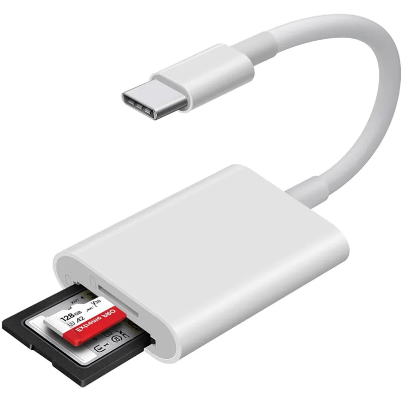 Adaptador de lector de tarjetas 2 en 1 USB C y iluminación a SD TF para IPhone 15 14 13 12 16 Pro Max IPad Otg conector de tarjeta de memoria Micro SD