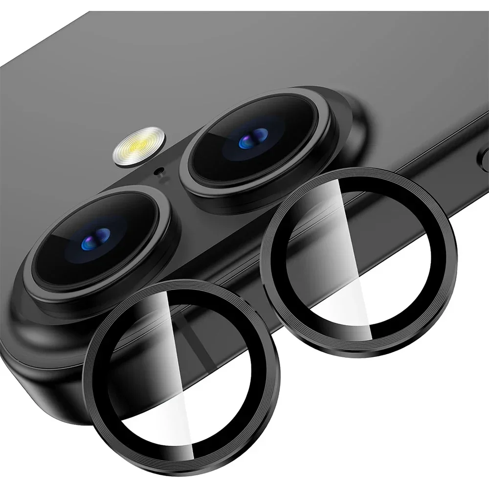 Cubierta protectora de lente de cámara negra para IPhone 16 Pro Max 15 Plus 14 13 Mini 12 16Plus accesorios de protección de vidrio templado para teléfono - imagen 3