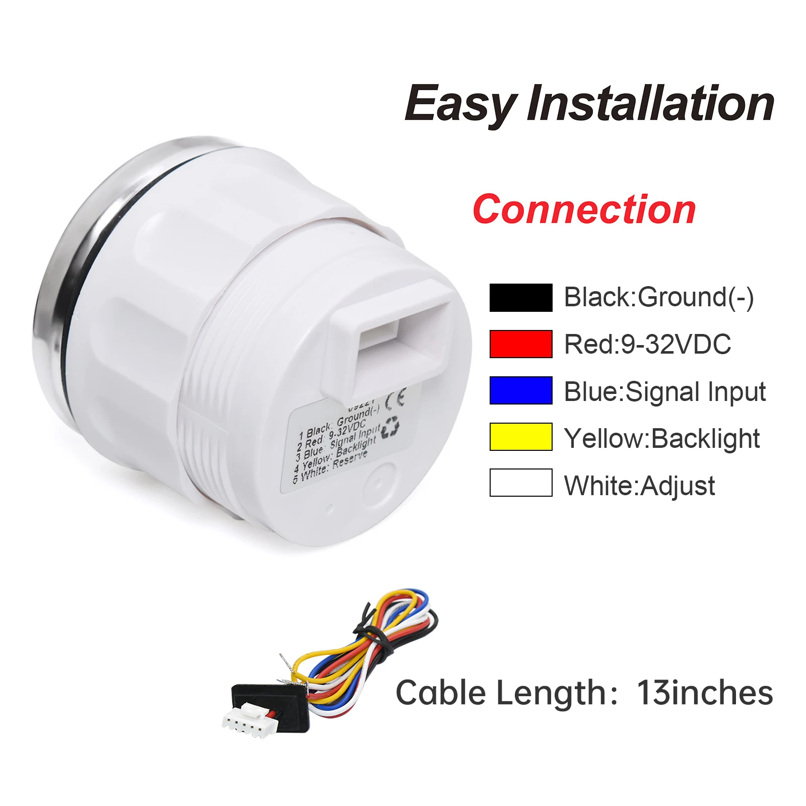 Medidor de nivel de combustible de 2 "y 52mm con luz de 7 colores 0-190ohm indicador de nivel de tanque de aceite para indicador de combustible de coche RV marino 12V 24V - imagen 5