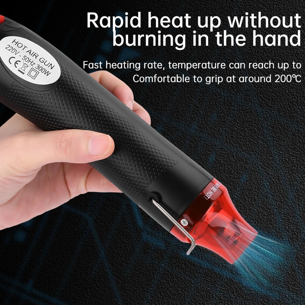 Pistola de aire caliente de 300W y 220V, engranaje ajustable de 0-200 ℃, adecuada para cerámica suave, tubos termocontraíbles, hojas termorretráctiles, etc. - imagen 3