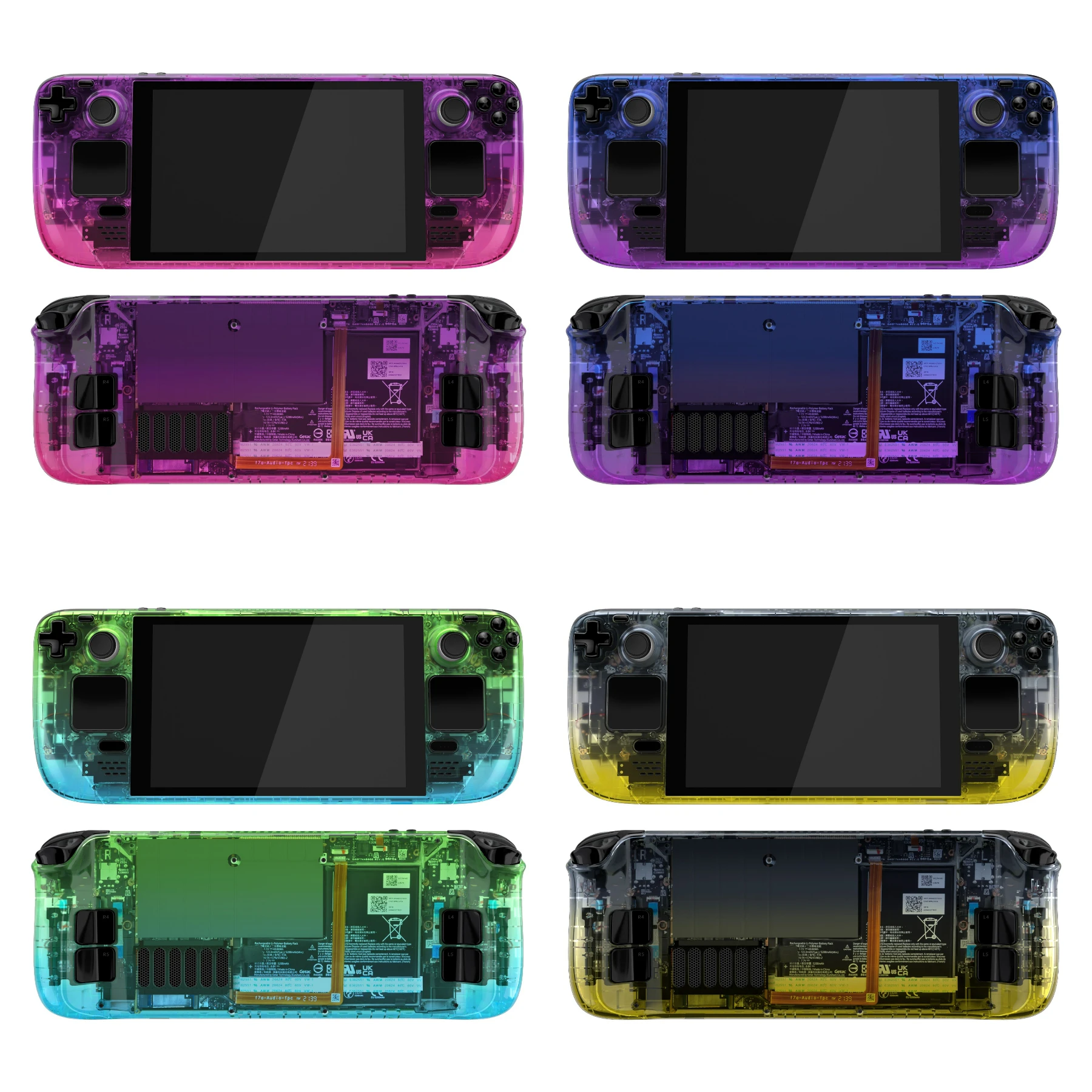 EXtremeRate-carcasa de repuesto para cubierta de vapor LCD, carcasa de placa frontal trasera con botones, serie gradiente - imagen 2
