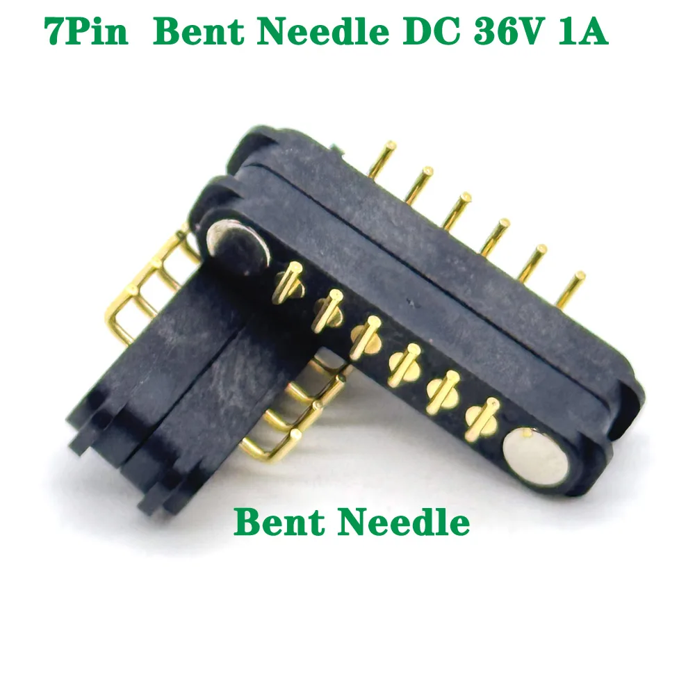 1 par de agujas dobladas DC 36V 1A conector Pin Pogo magnético impermeable 6 pines Pogopin macho hembra conector resorte toma de corriente CC - imagen 2