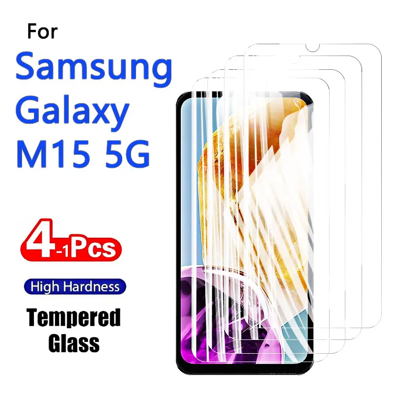 Protector de pantalla para Galaxy M15 5G Samsung, cristal templado 9H, funda antiarañazos de aluminio alto, amigable con huella dactilar, 1-4 Uds. - imagen 2