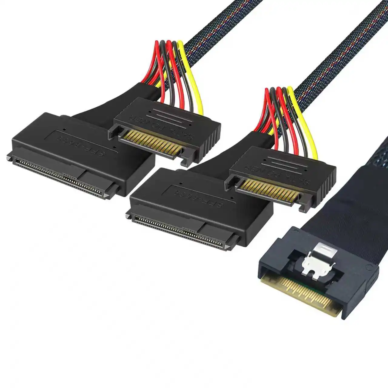 80CM 50CM PCI-E Slimline LP perfil bajo SFF-8654 8I 74P a 2X SFF-8639 U.2 U2 con 15P SATA power NVME para Cable SSD - imagen 5