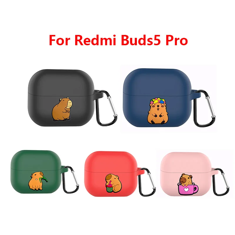 Nuevo DIY Animal Capybara funda para auriculares para Redmi Buds5 Pro silicona Blutooth auriculares caja de carga cubierta protectora