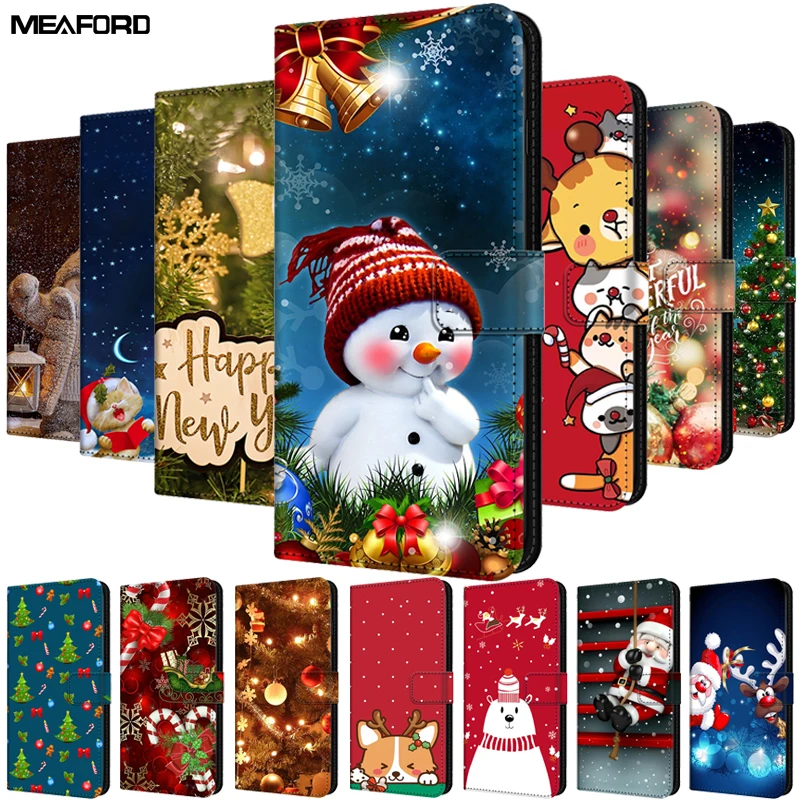Fundas de cuero navideñas para Honor Magic 6 Pro, funda Magic6 Lite, bonita funda tipo billetera con soporte, Honor Magic 6Pro Pro 6Lite