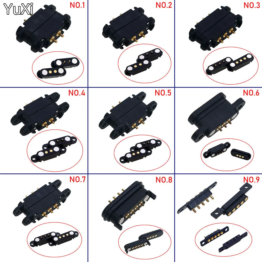 2 pares 2P 3P 4Pin 5Pin DC magnético Pogo Pin conector Pogopin macho hembra 2A impermeable alta corriente resorte cargado toma de corriente