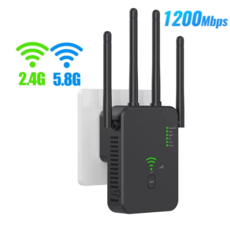 Wireless 5G WiFi Repeater 1200Mbps Router Wifi Booster 2.4G+5G Dual Band Long Range Extender 5G Wi-Fi Signal Amplifier Repeater