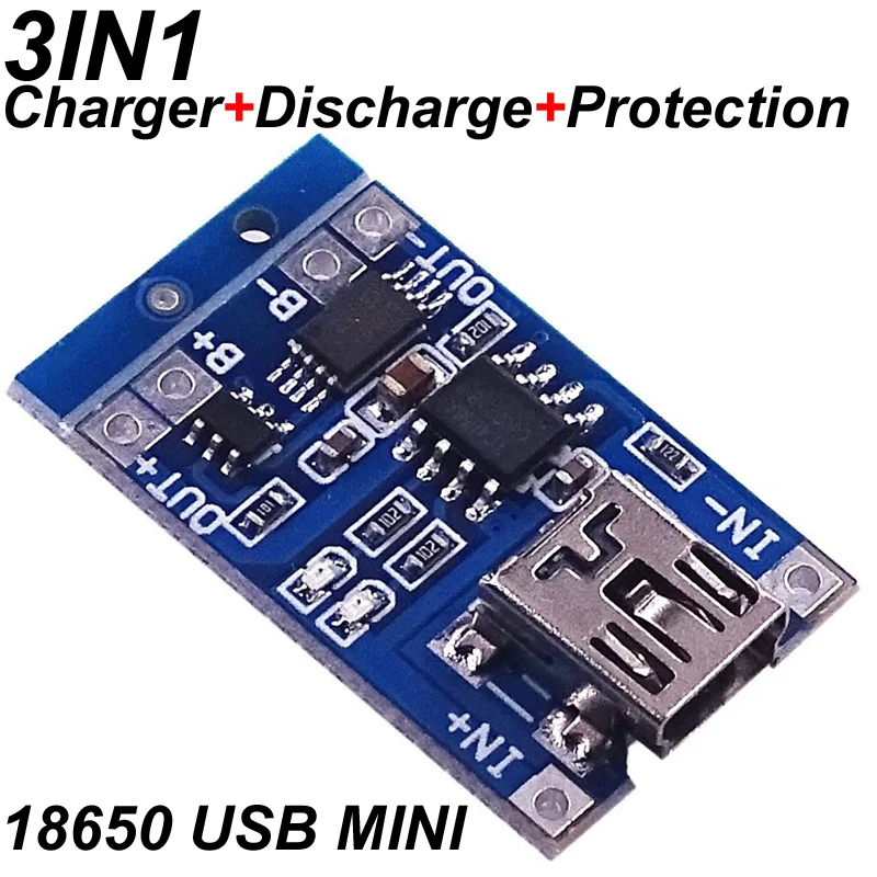 Placa de carga de batería de litio, cargador de 5V, 1A, piezas, Micro USB 18650, TC4056A, protección de módulo de descarga, funciones duales, 1 TYPE-C - imagen 2