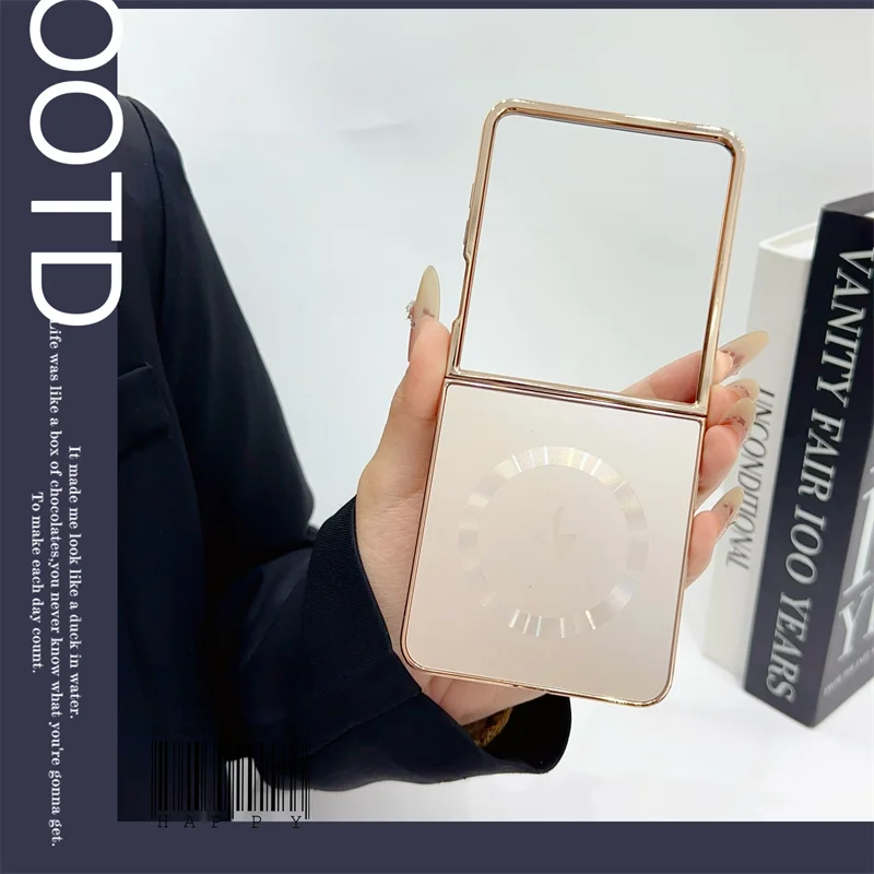 Funda de teléfono magnética chapada AG para Samsung Galaxy Z Flip 6 5 4 3 5G Z Flip7 para Magsafe mate a prueba de golpes cubierta de carga inalámbrica - imagen 3