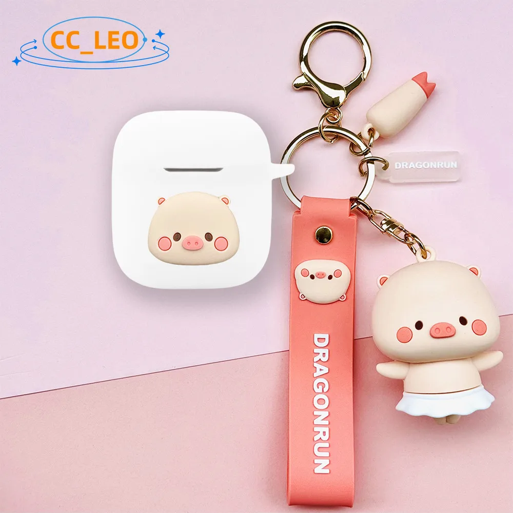 Para OPPO Enco Buds3 funda lindo Piggy Panda llavero colgante dibujos animados funda suave de silicona OPPO Enco Buds3 funda protectora - imagen 2